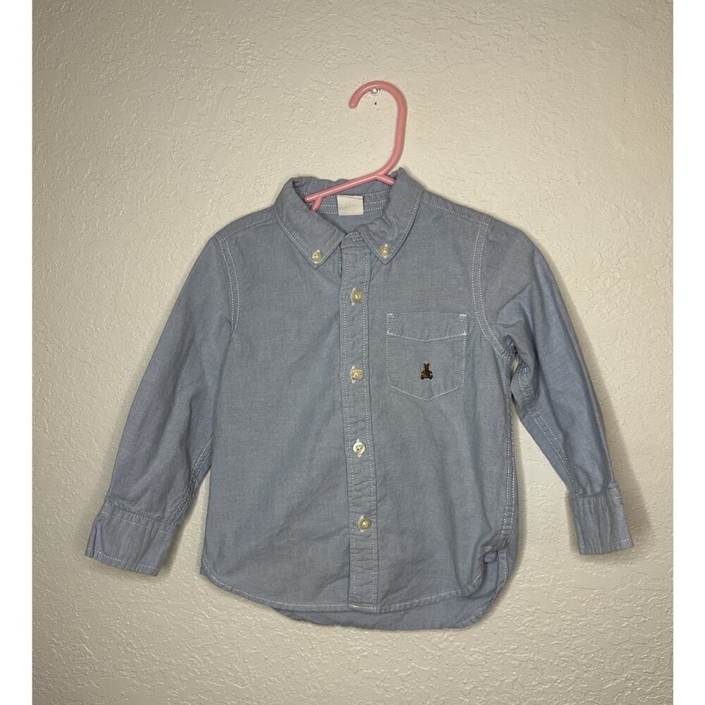 BABY GAP Size 3T Blue Denim Shirt Bear Pocket Chambray Buttons Boys